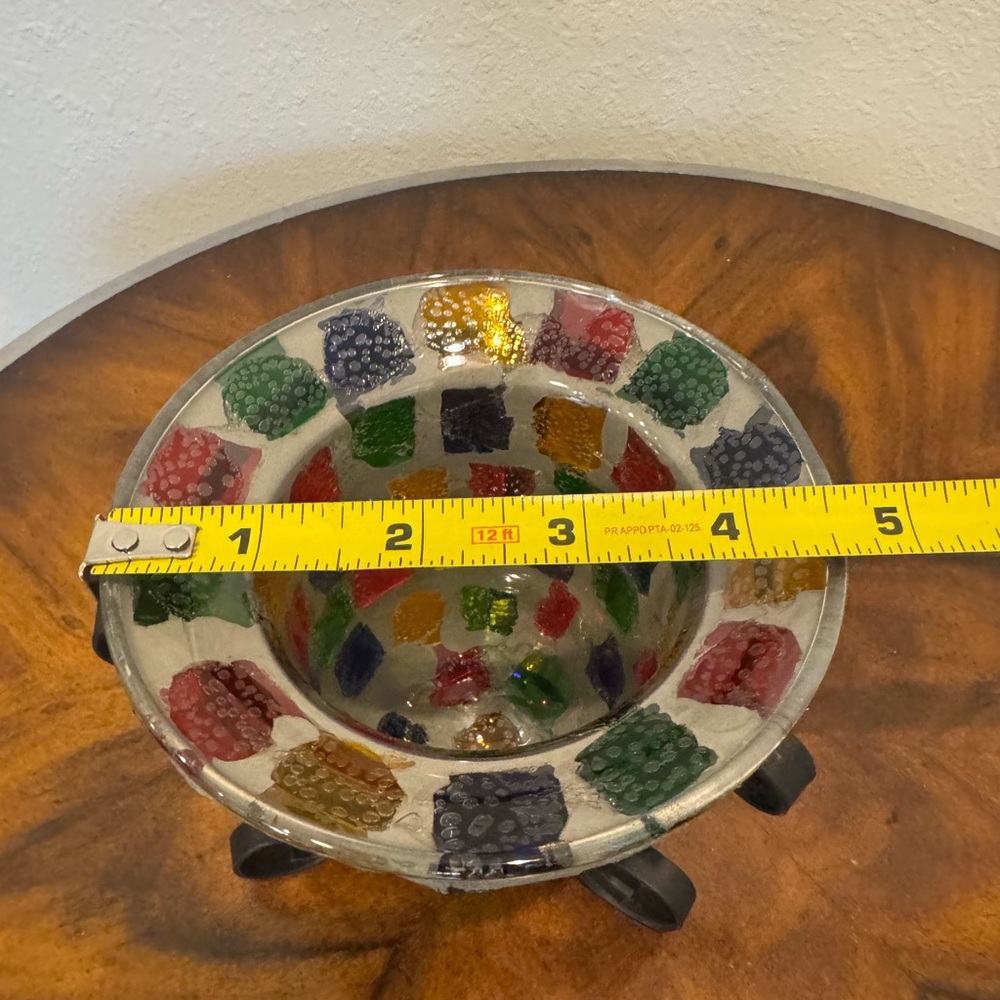 Stained Glass Mosaic Candle Holder With Iron Stand 1970’s Era - Picture 8 of 8
